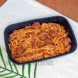 Pasta in Tomato meat ball sauce