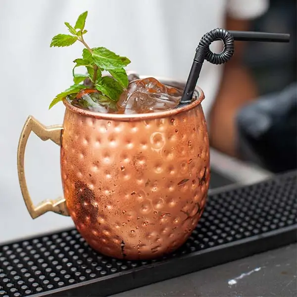 cocktails in a row on bar