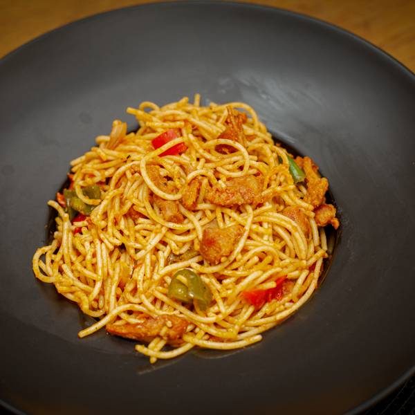 Meaty jollof spaghetti_ Meaty jollof spaghetti_